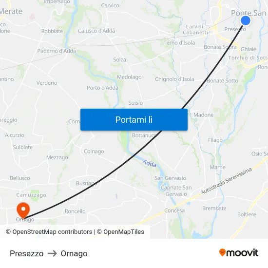 Presezzo to Ornago map