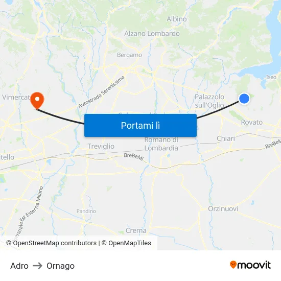 Adro to Ornago map