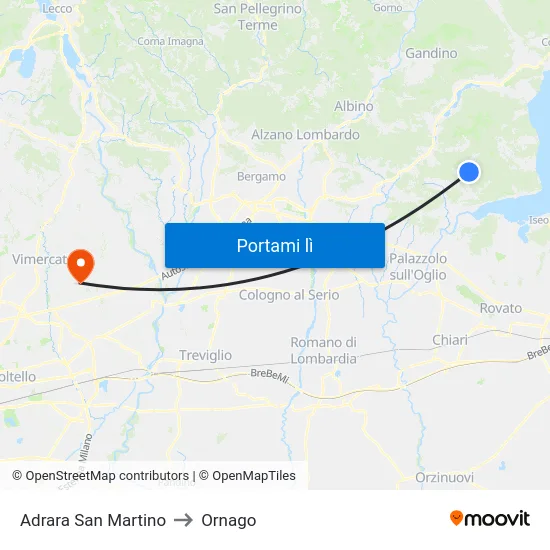 Adrara San Martino to Ornago map