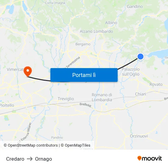 Credaro to Ornago map