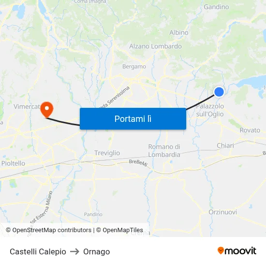 Castelli Calepio to Ornago map