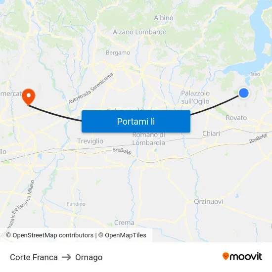Corte Franca to Ornago map