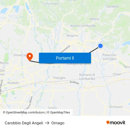 Carobbio Degli Angeli to Ornago map