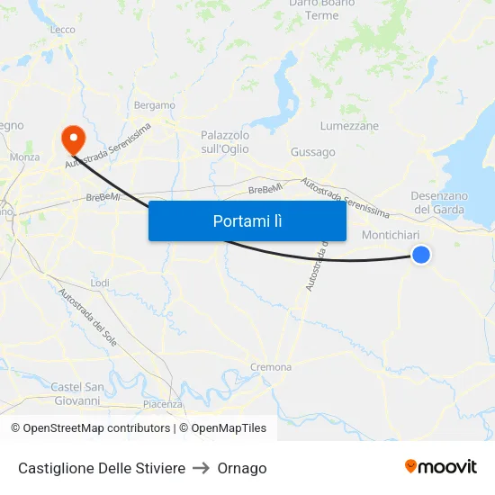 Castiglione Delle Stiviere to Ornago map