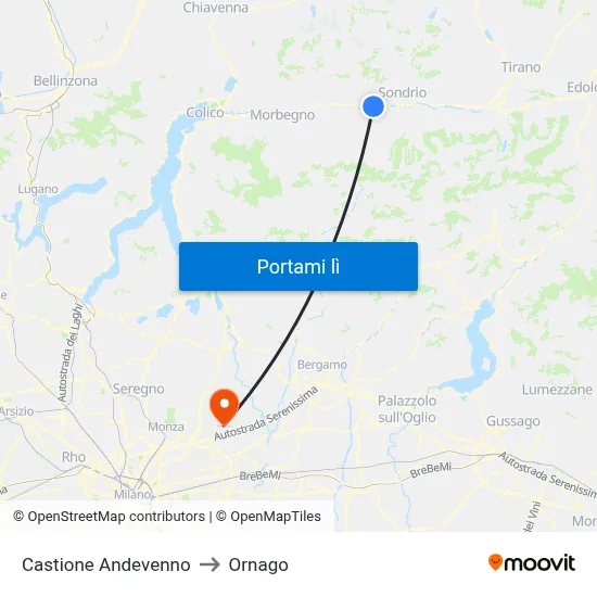 Castione Andevenno to Ornago map