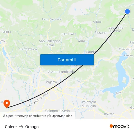 Colere to Ornago map