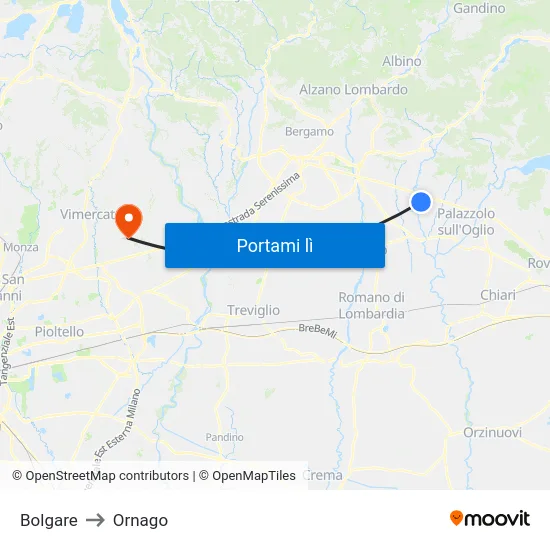 Bolgare to Ornago map