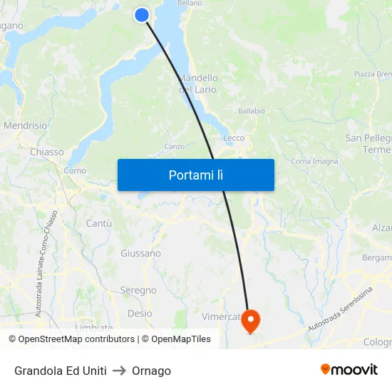 Grandola Ed Uniti to Ornago map