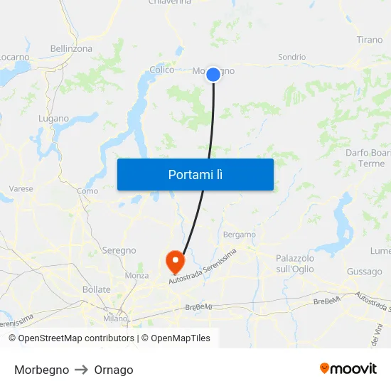 Morbegno to Ornago map
