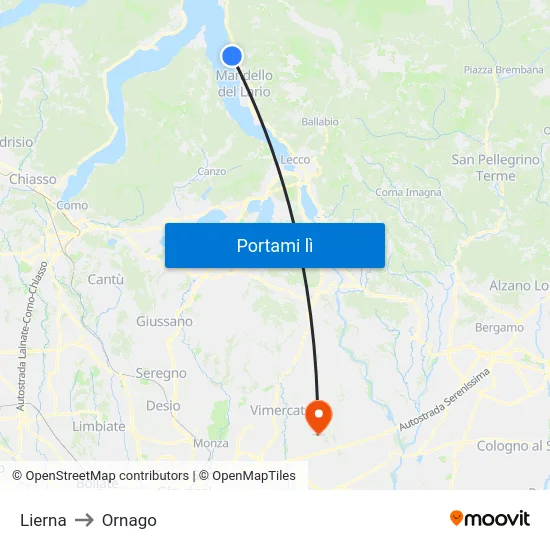 Lierna to Ornago map