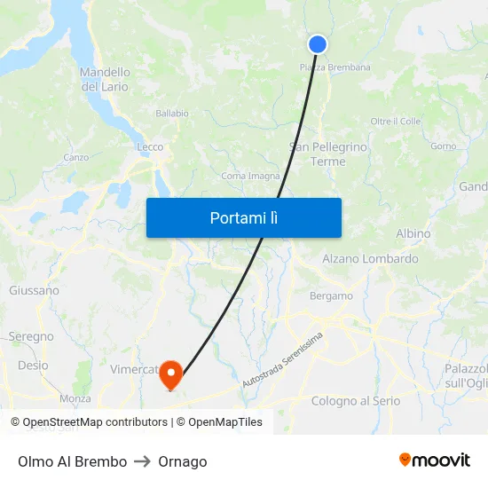 Olmo Al Brembo to Ornago map