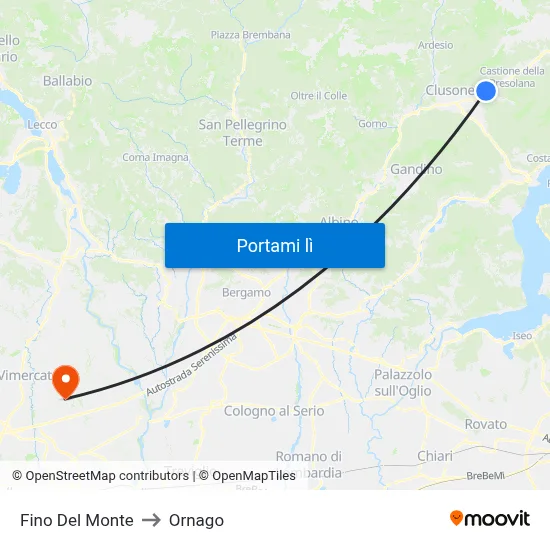 Fino Del Monte to Ornago map