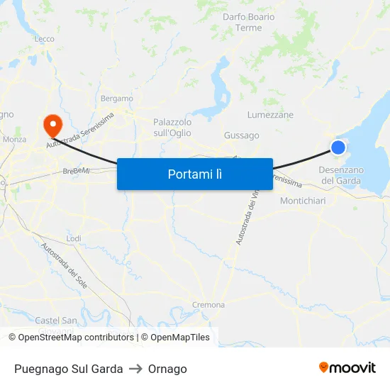 Puegnago Sul Garda to Ornago map