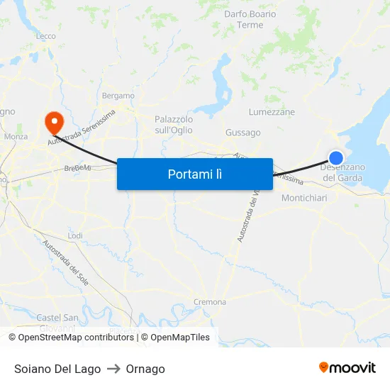Soiano Del Lago to Ornago map