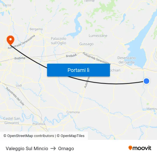 Valeggio Sul Mincio to Ornago map