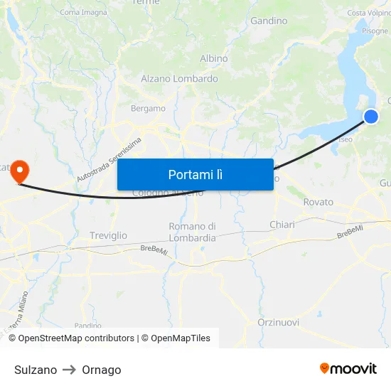 Sulzano to Ornago map