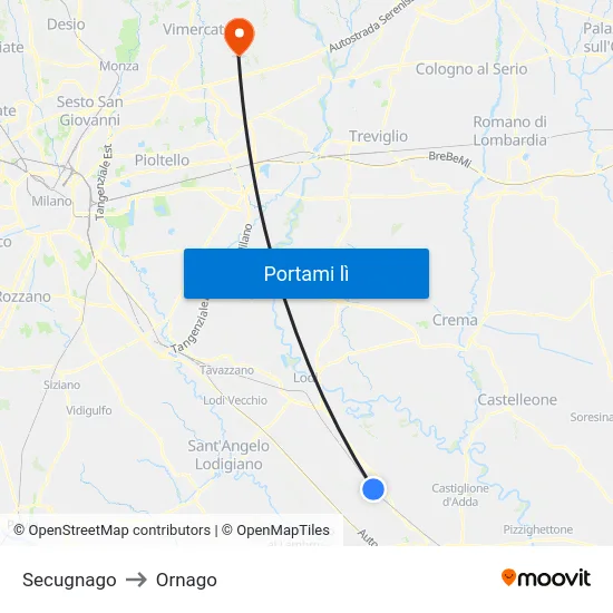 Secugnago to Ornago map