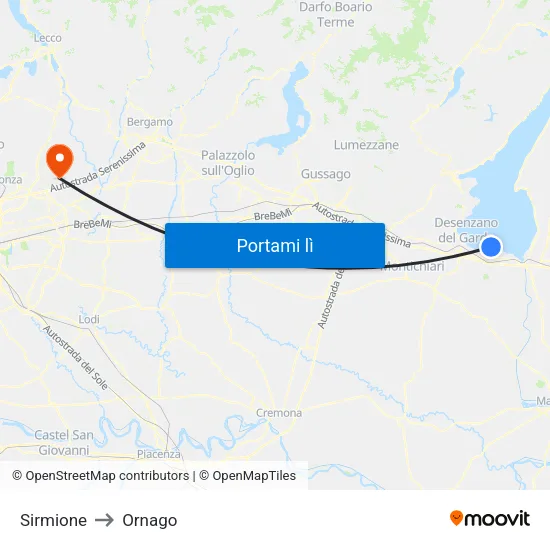 Sirmione to Ornago map
