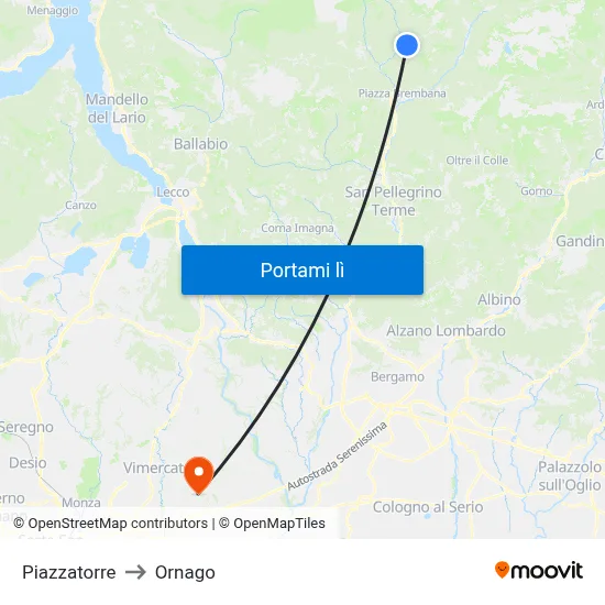 Piazzatorre to Ornago map
