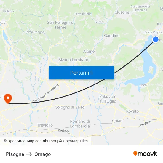 Pisogne to Ornago map