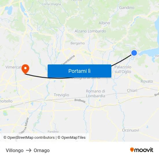 Villongo to Ornago map