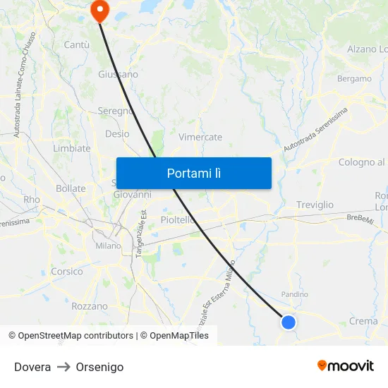 Dovera to Orsenigo map