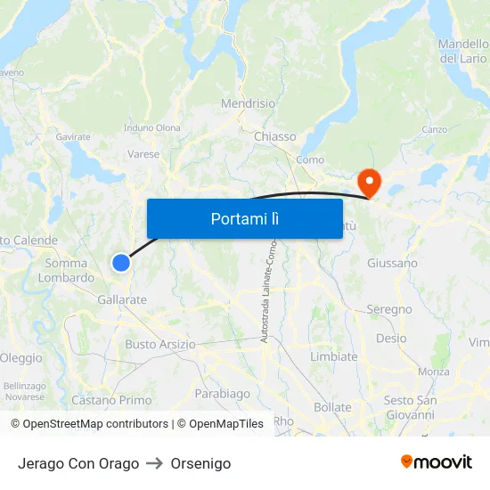 Jerago Con Orago to Orsenigo map