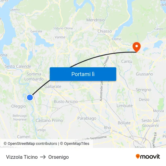 Vizzola Ticino to Orsenigo map