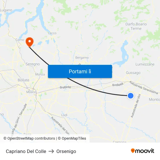Capriano Del Colle to Orsenigo map