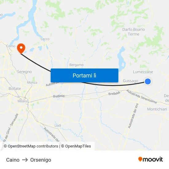 Caino to Orsenigo map