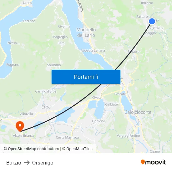 Barzio to Orsenigo map
