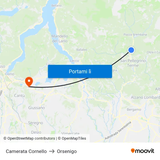 Camerata Cornello to Orsenigo map