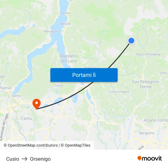Cusio to Orsenigo map