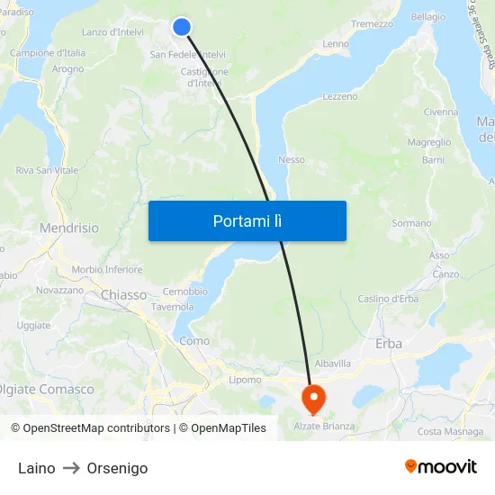 Laino to Orsenigo map