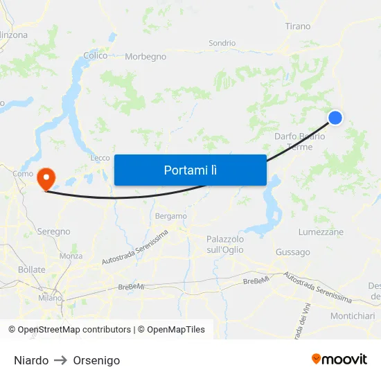 Niardo to Orsenigo map