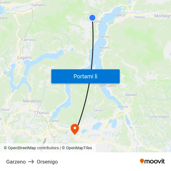 Garzeno to Orsenigo map