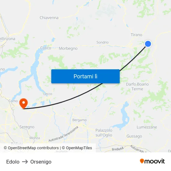 Edolo to Orsenigo map