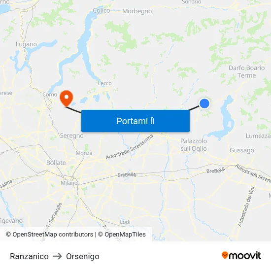 Ranzanico to Orsenigo map