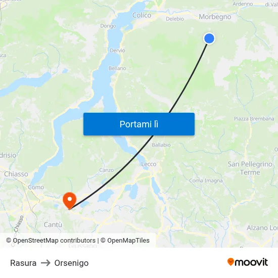 Rasura to Orsenigo map