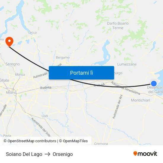 Soiano Del Lago to Orsenigo map