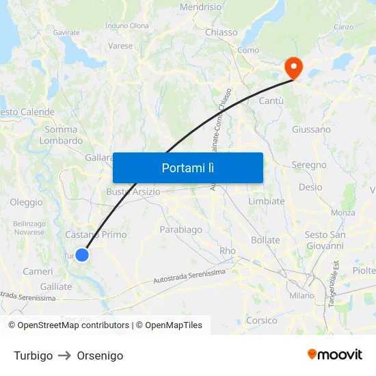 Turbigo to Orsenigo map