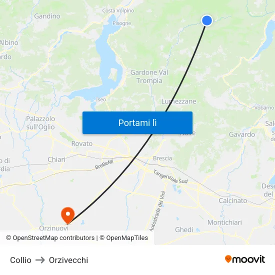 Collio to Orzivecchi map