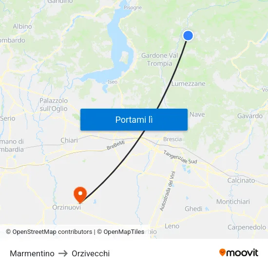 Marmentino to Orzivecchi map