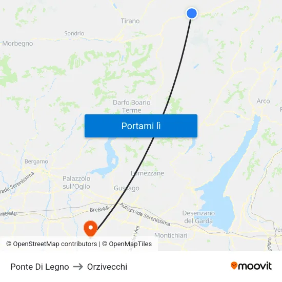 Ponte Di Legno to Orzivecchi map