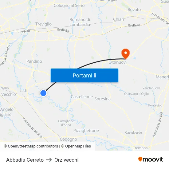 Abbadia Cerreto to Orzivecchi map
