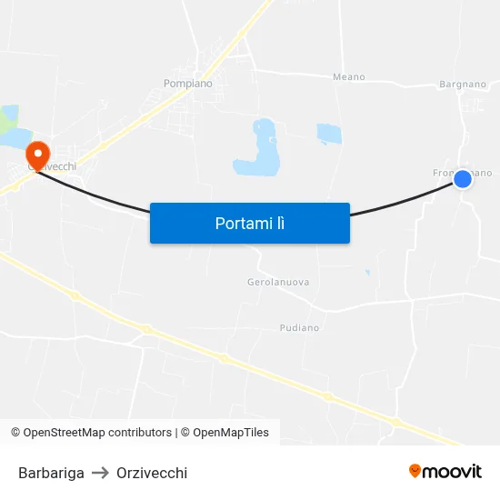 Barbariga to Orzivecchi map