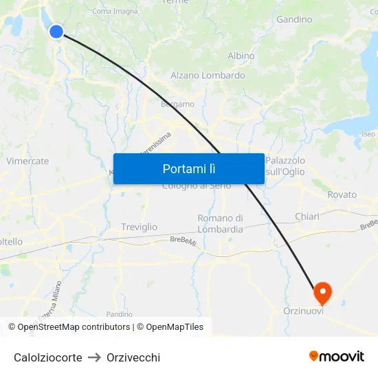 Calolziocorte to Orzivecchi map