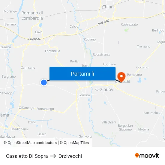 Casaletto Di Sopra to Orzivecchi map