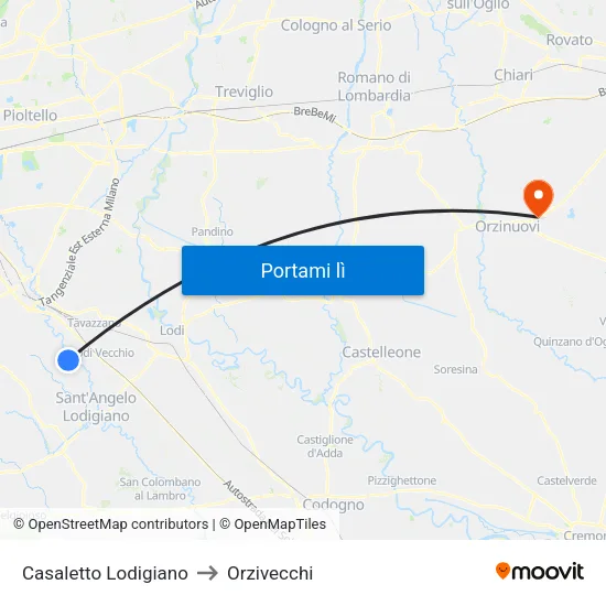 Casaletto Lodigiano to Orzivecchi map