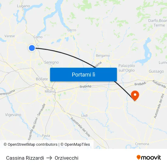 Cassina Rizzardi to Orzivecchi map